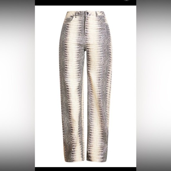 PLT Tall Cream Snake Print High Waist Wide Leg Jeans - Picture 4 of 6